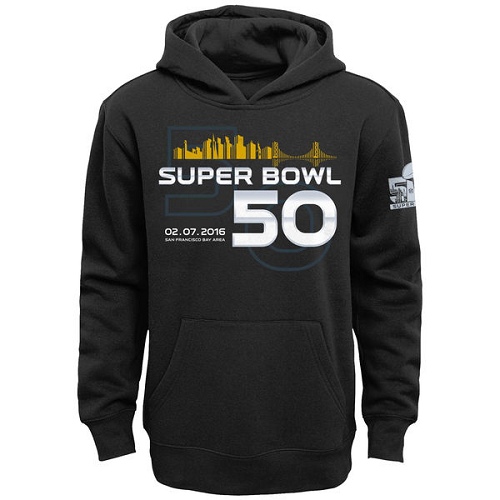 NFL Men's Carolina Panthers Super Bowl 50 Bridge Pullover Hoodie - Black